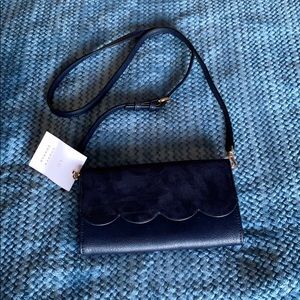NWT Navy Blue Scallop Lauren Conrad Crossbody Bag